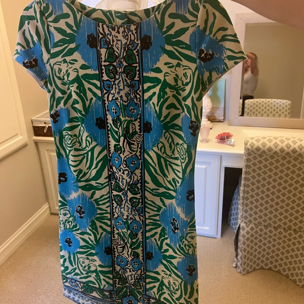 Lilly Pulitzer Blue and Green Sheath Mini Dress